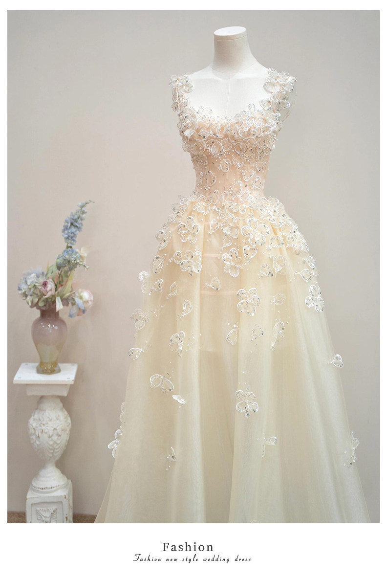 French-style floral lightweight formal dress