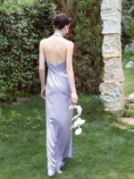 French-style open-back halter dress formal dress