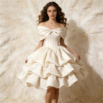 Short, multi-colored, girly-style skirt evening dress