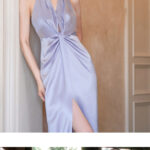 French-style open-back halter dress formal dress