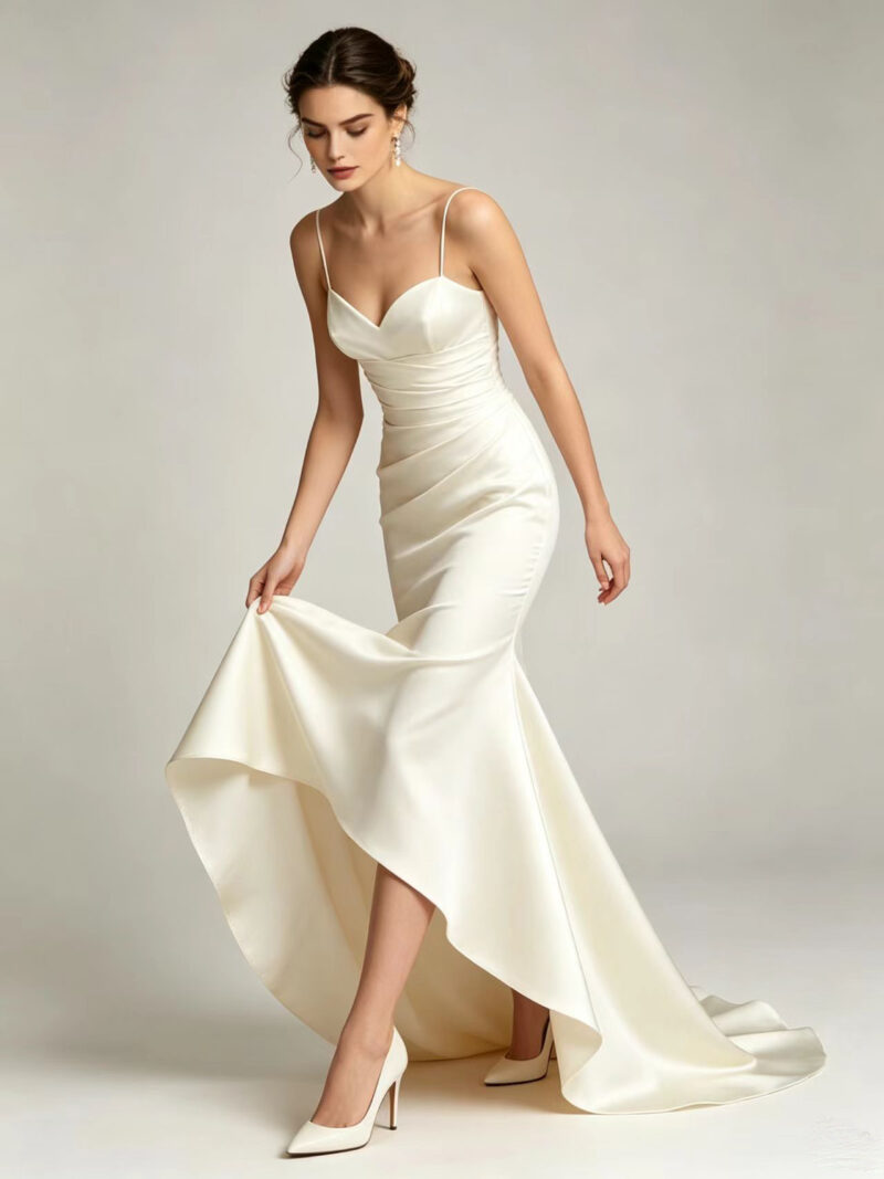 Simple white mermaid skirt formal dress