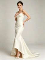 Simple white mermaid skirt formal dress