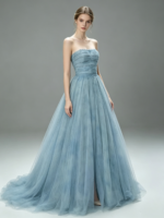 French-style princess-inspired strapless evening gown