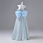 High-end printed satin evening gown