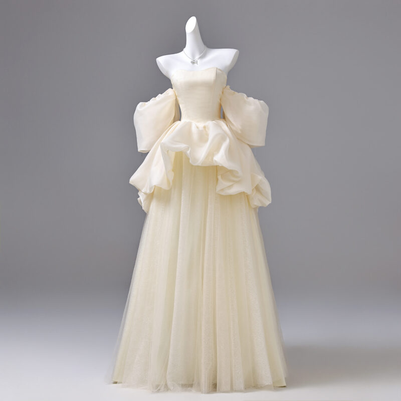 Double-layered, three-dimensional design performance gown