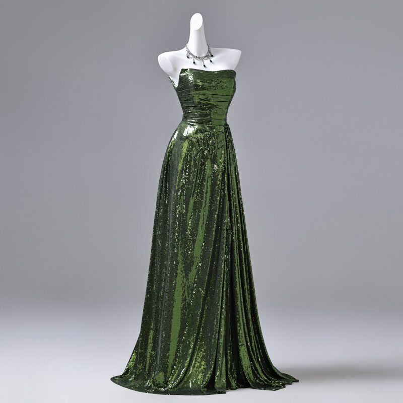 Stylish green sequin dress evening dress