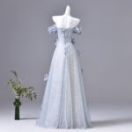 3D floral design; lightweight tulle fabric; suitable for evening parties and graduation galas.Evening Dress