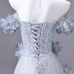 3D floral design; lightweight tulle fabric; suitable for evening parties and graduation galas.Evening Dress