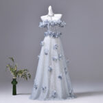 3D floral design; lightweight tulle fabric; suitable for evening parties and graduation galas.Evening Dress