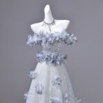 3D floral design; lightweight tulle fabric; suitable for evening parties and graduation galas.Evening Dress