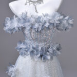 3D floral design; lightweight tulle fabric; suitable for evening parties and graduation galas.Evening Dress