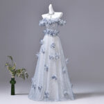 3D floral design; lightweight tulle fabric; suitable for evening parties and graduation galas.Evening Dress