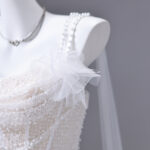 Stylish white camisole dress with pearl details Evening Dress