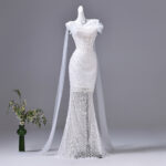 Stylish white camisole dress with pearl details Evening Dress