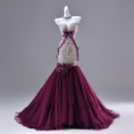Uniquely designed two-tone fishtail skirt Evening Dress