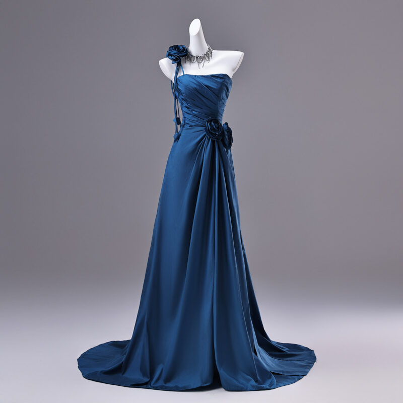 Blue satin dress Formal Dress