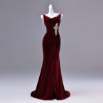 High-end handmade velvet dress Evening Dress