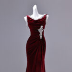 High-end handmade velvet dress Evening Dress