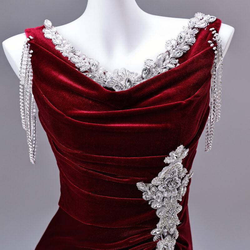 High-end handmade velvet dress Evening Dress