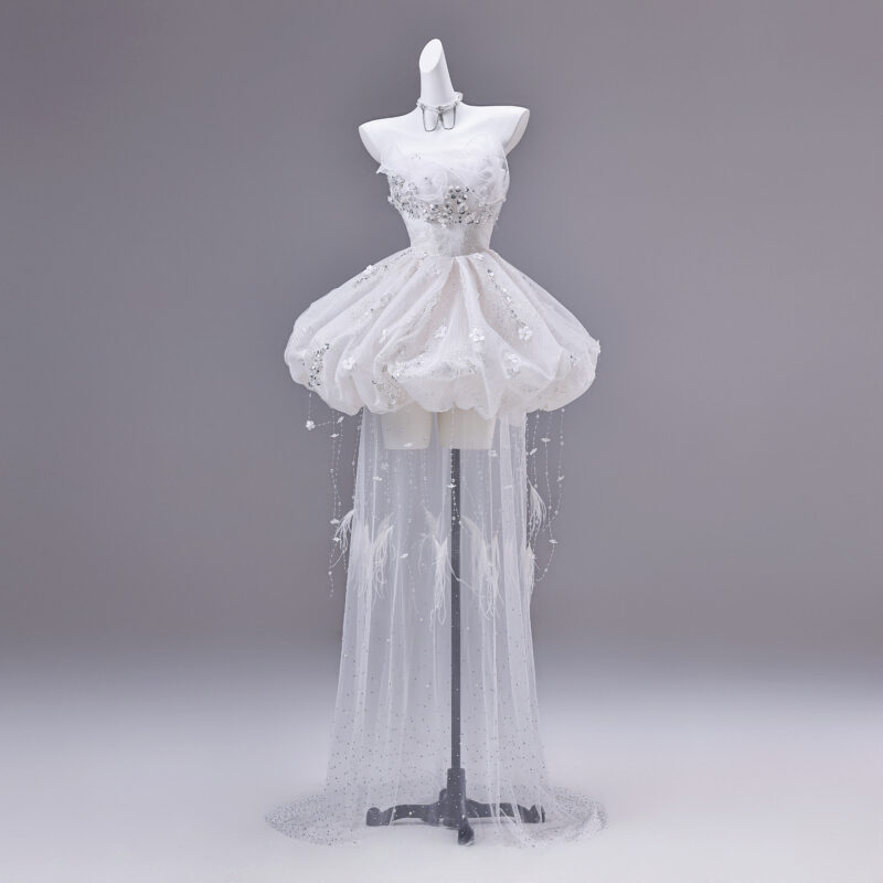 Short tulle skirt with a train Evening Dress