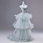 Tiered skirt Bow design at the chest Evening Dress