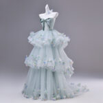 Tiered skirt Bow design at the chest Evening Dress
