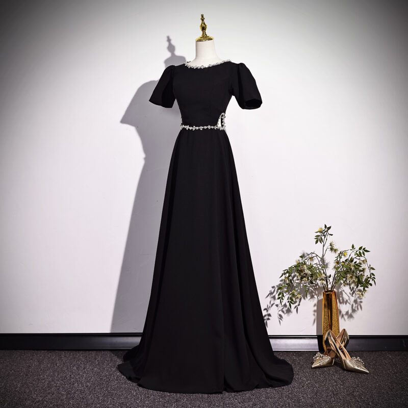 Black dress with a decorative round neckline Formal Dress