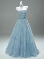 French-style princess-inspired strapless evening gown