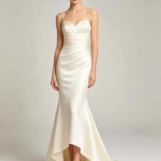Simple white mermaid skirt formal dress
