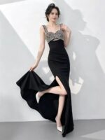 High-end, heavily embellished formal gown