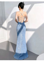 Sexy, open-back, full-length evening gown