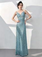 Sparkly Spaghetti-Strap Gown