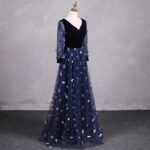 Long-sleeved velvet gown