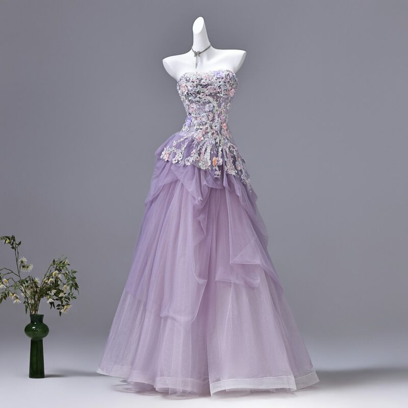 High-end multi-layered designer gown