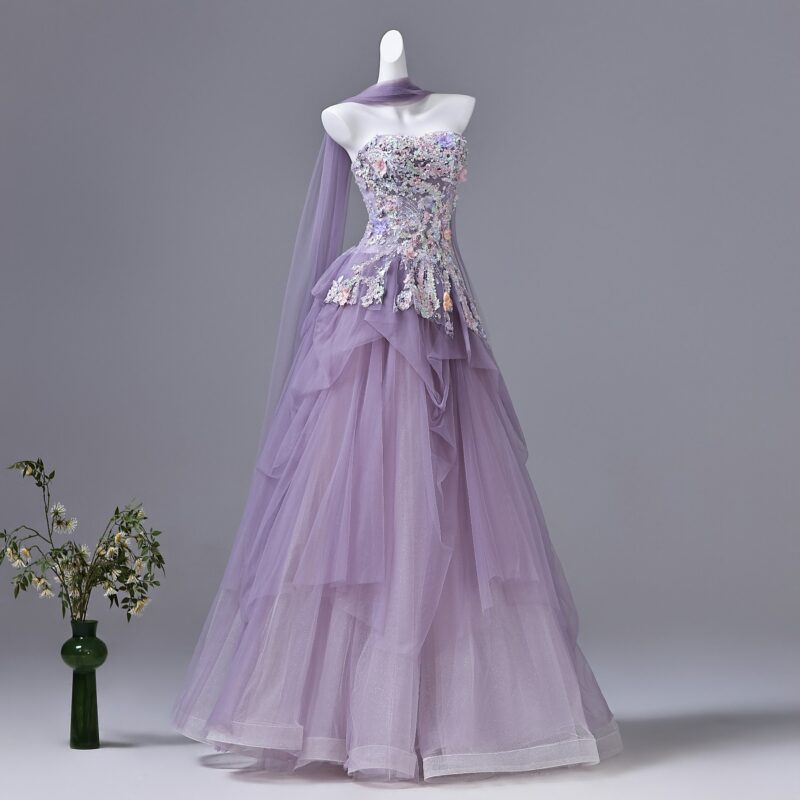 High-end multi-layered designer gown