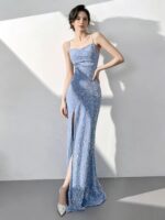 Sexy, open-back, full-length evening gown