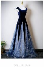 Velvet and Tulle Paneled Gown