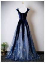 Velvet and Tulle Paneled Gown