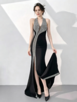 Shimmering Heavy-Industry Black Gown