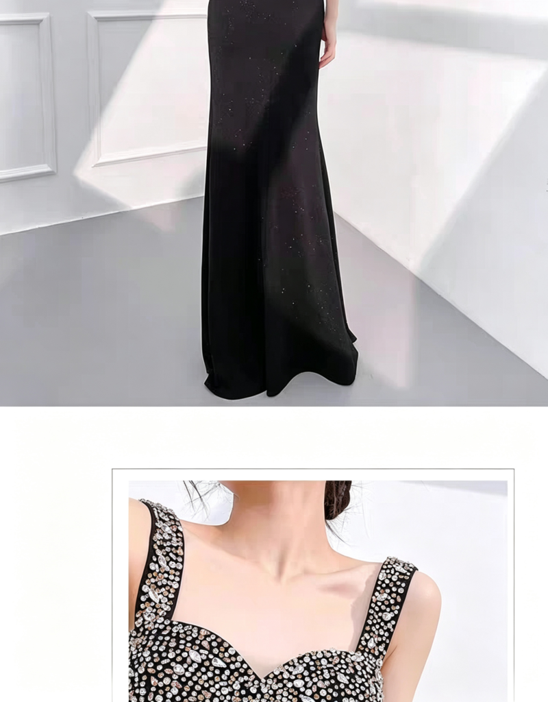 High-end, heavily embellished formal gown