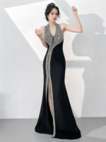 Shimmering Heavy-Industry Black Gown