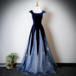 Velvet and Tulle Paneled Gown