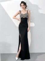 High-end, heavily embellished formal gown