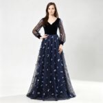 Long-sleeved velvet gown